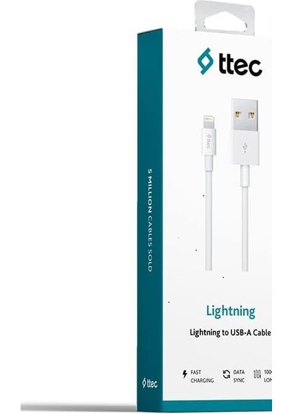 Lightning 2A USB 1m Apple iPhone Kopmaz Hızlı Şarj ve Senkronizasyon Data Kablosu