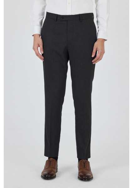 Koyu Antrasit Yan Cep Açık Paça Slim Fit Esnek Classic Pantolon 1003250906