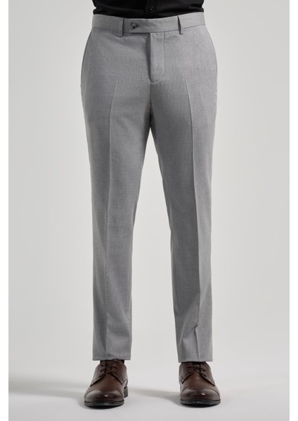 Gri Esnek Yandan Cepli Slim Fit Classic Pantolon 1003250160
