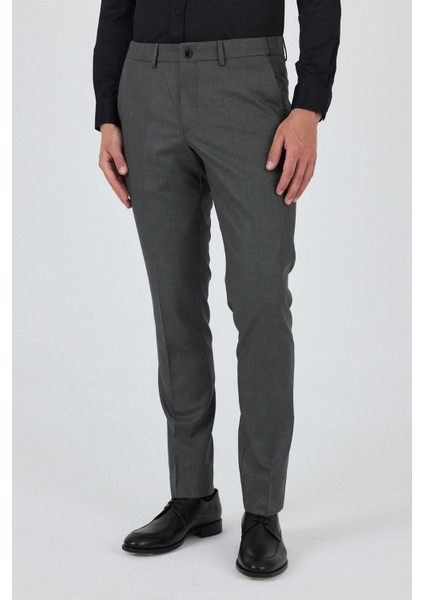 Siyah Filafil Yan Cep Açık Paça Slim Fit Ayarlanabilir Kemer Pantolon 1003250123