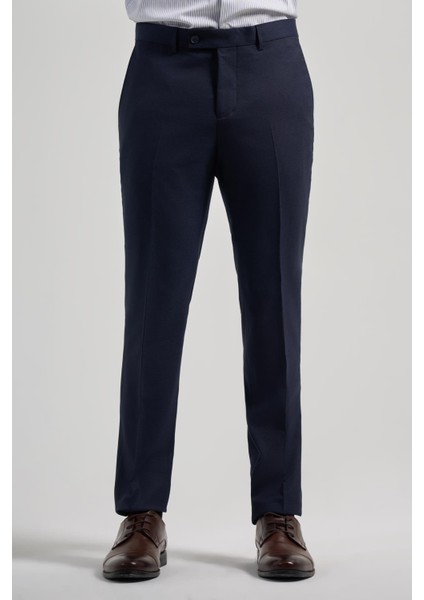 Koyu Lacivert Esnek Yandan Cepli Slim Fit Classic Pantolon 1003250160