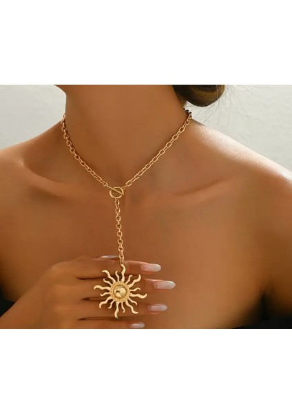 Gold Altın Kaplama Kadın Güneş Kolye