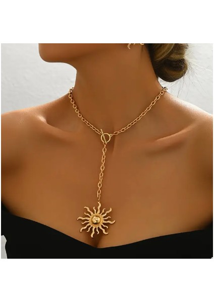Gold Altın Kaplama Kadın Güneş Kolye modelleri