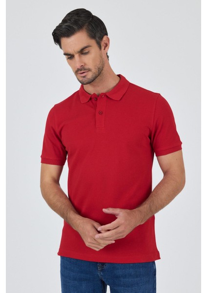 Açık Kırmızı Polo Yaka Kısa Kol Cepsiz Slim Fit Classic Pamuklu Tişört 1011250177 modelleri