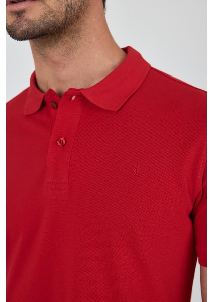 Açık Kırmızı Polo Yaka Kısa Kol Cepsiz Slim Fit Classic Pamuklu Tişört 1011250177 fırsatları