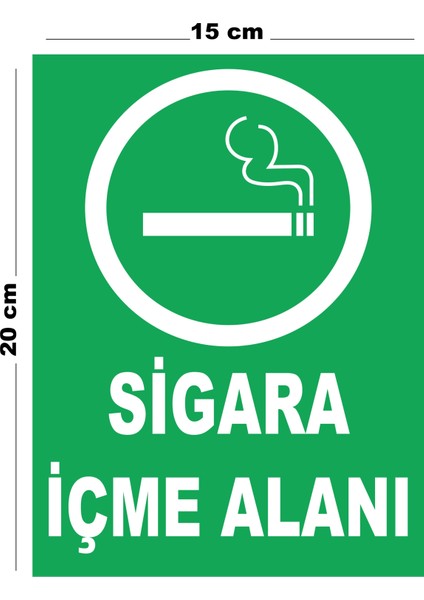 Metal Sigara Içme Alanı 15CM x 20CM Uyarı Levhası Yönlendirme Tabelası