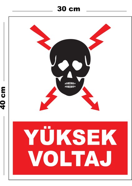 Metal Yüksek Voltaj 30CM x 40CM A3 Büyüklüğünde Uyarı Levhası Yönlendirme Tabelası