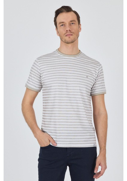 Kısa Kol Çizgili Desen Suprem Bisiklet Yaka Cepsiz Slim Fit Tişört 1011250106 modelleri