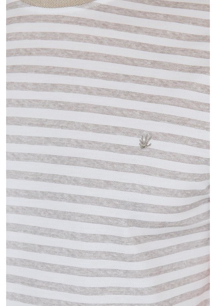 Kısa Kol Çizgili Desen Suprem Bisiklet Yaka Cepsiz Slim Fit Tişört 1011250106 fırsatları