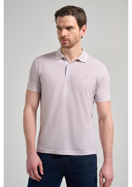 Açık Bej Kısa Kol Baskılı Pike Polo Yaka Cepsiz Esnek Casual Slim Fit Tişört 1011250151 modelleri
