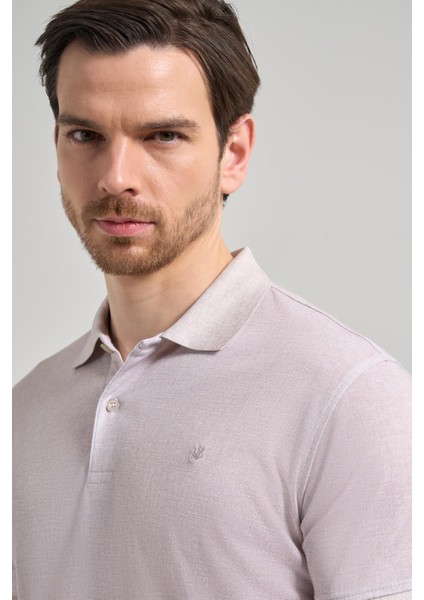 Açık Bej Kısa Kol Baskılı Pike Polo Yaka Cepsiz Esnek Casual Slim Fit Tişört 1011250151 fırsatları