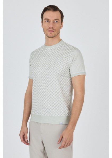 Kısa Kol Baskılı Interlok Bisiklet Yaka Cepsiz Pamuklu Slim Fit Tişört 1011250124 fırsatları
