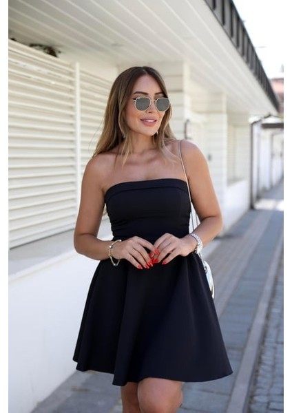 Buketli Kadın Straplez Yaka Mini Elbise fırsatları