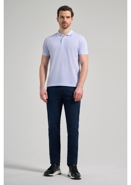 Koyu Mavi Kısa Kol Baskılı Pike Polo Yaka Cepsiz Esnek Casual Slim Fit Tişört 1011250151 fiyatları