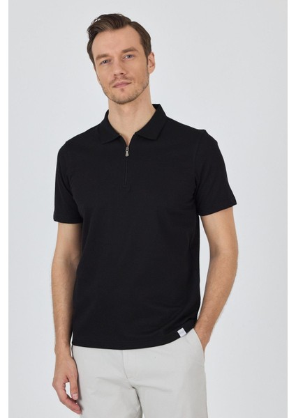 Siyah Kısa Kol Düz Suprem Polo Yaka Cepsiz Pamuklu Casual Slim Fit Tişört 1011250164_001 modelleri