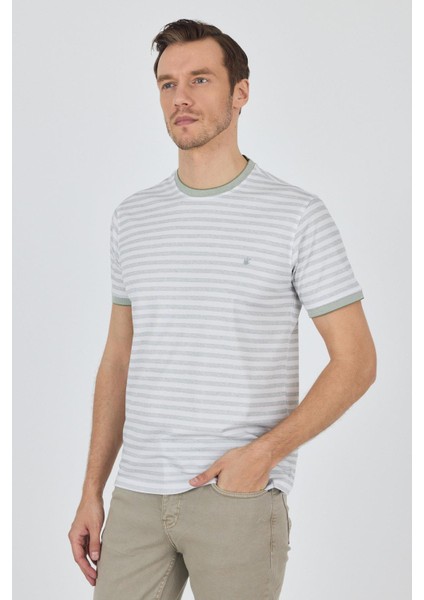 Kısa Kol Çizgili Desen Suprem Bisiklet Yaka Cepsiz Slim Fit Tişört 1011250106 modelleri