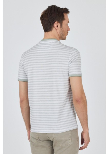 Kısa Kol Çizgili Desen Suprem Bisiklet Yaka Cepsiz Slim Fit Tişört 1011250106 indirimleri