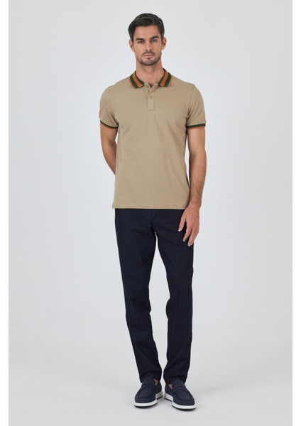 Bej Kısa Kol Düz Pike Polo Yaka Cepsiz Pamuk Casual Slim Fit Tişört 1011250103_591 fiyatları