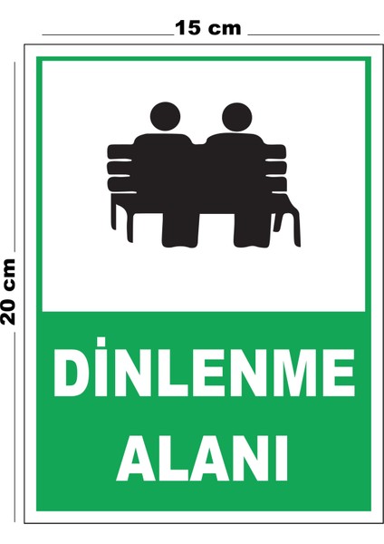 Metal Dinlenme Alanı 15CM x 20CM Uyarı Levhası Yönlendirme Tabelası