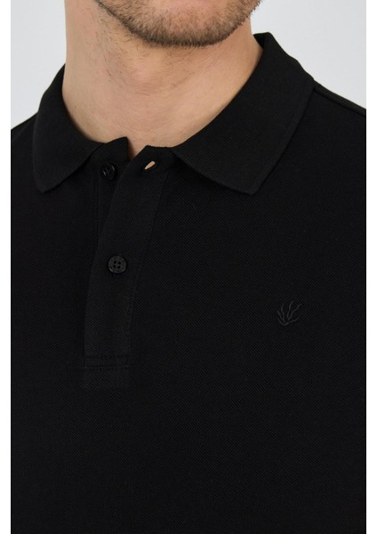Siyah Polo Yaka Kısa Kol Cepsiz Slim Fit Classic Pamuklu Tişört 1011250177 fırsatları