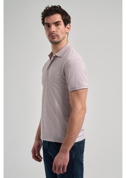 Bej Kısa Kol Baskılı Pike Polo Yaka Cepsiz Esnek Casual Slim Fit Tişört 1011250150 modelleri