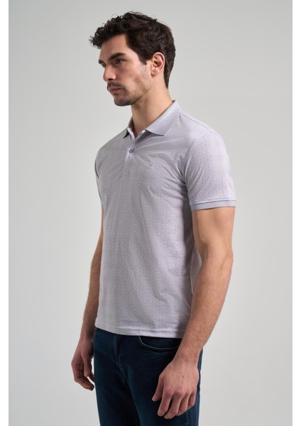 Gri Kısa Kol Baskılı Pike Polo Yaka Cepsiz Esnek Casual Slim Fit Tişört 1011250150 modelleri
