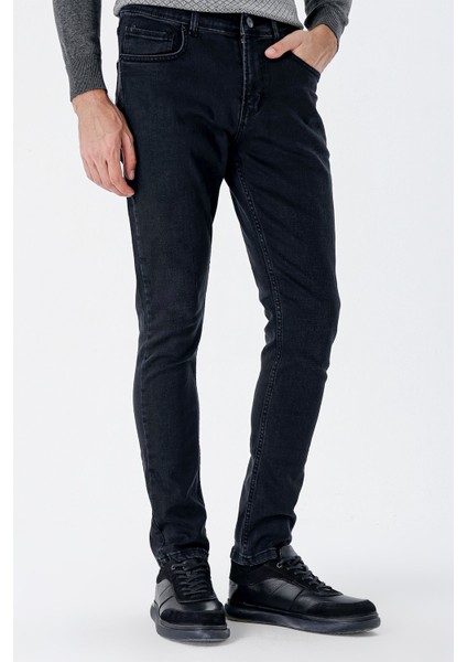 Siyah Gabardin Likralı 5 Cep Slim Fit Dar Kesim Casual Denim Pantolon 1023235161