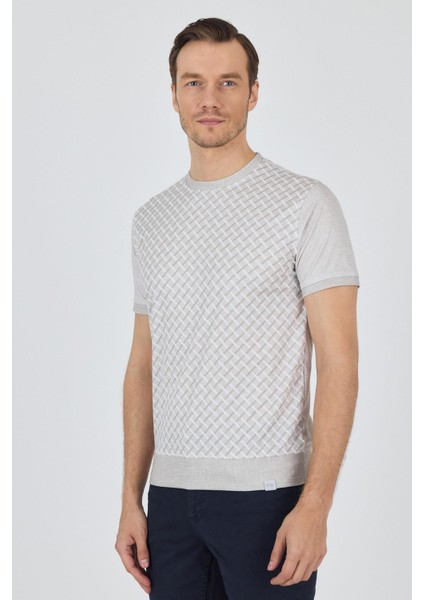Kısa Kol Baskılı Interlok Bisiklet Yaka Cepsiz Pamuklu Slim Fit Tişört 1011250124 fırsatları