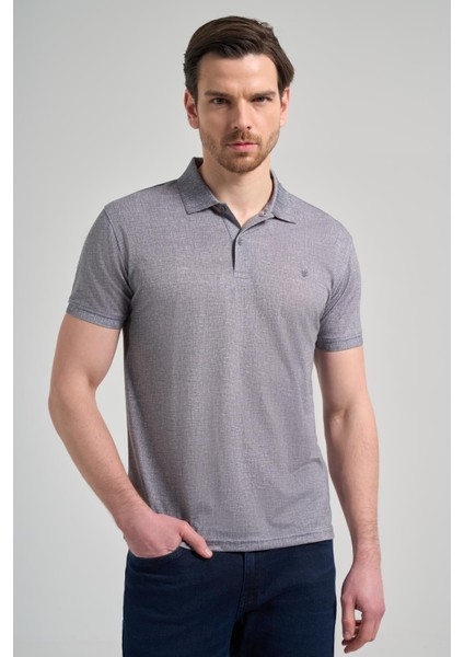 Siyah Kısa Kol Baskılı Pike Polo Yaka Cepsiz Esnek Casual Slim Fit Tişört 1011250151