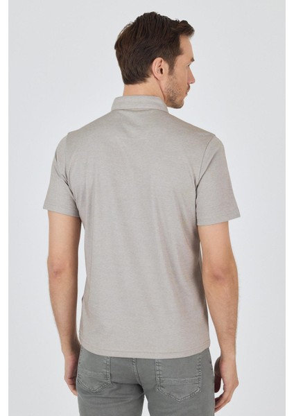 Bej Kısa Kol Düz Suprem Polo Yaka Cepsiz Pamuklu Casual Slim Fit Tişört 1011250160_605 indirimleri
