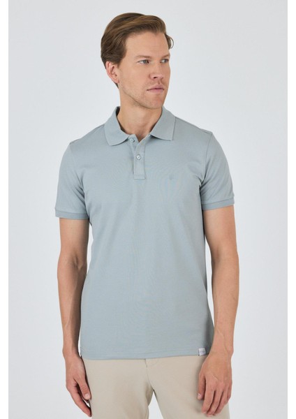 Buz Mavi Kısa Kol Düz Pike Polo Yaka Cepsiz Pamuk Casual Slim Fit Tişört 1011250157_350 fiyatları
