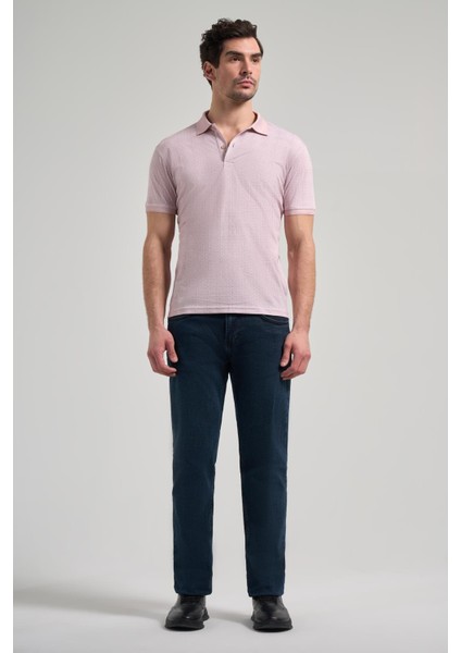Pembe Kısa Kol Baskılı Pike Polo Yaka Cepsiz Esnek Casual Slim Fit Tişört 1011250150 fiyatları