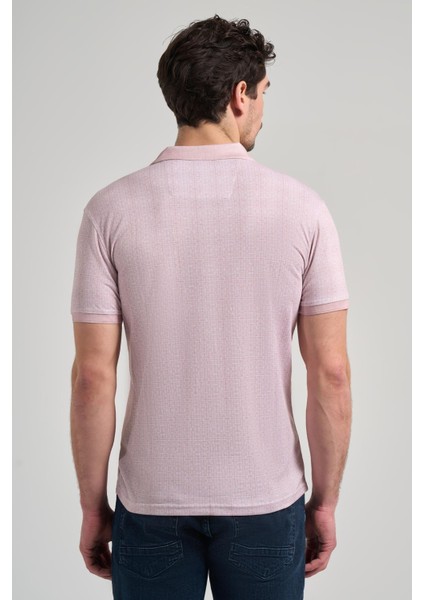 Pembe Kısa Kol Baskılı Pike Polo Yaka Cepsiz Esnek Casual Slim Fit Tişört 1011250150 indirimleri