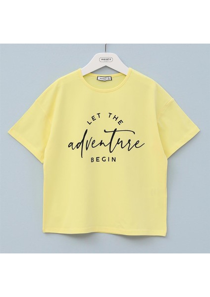 Kız Çocuk Kısa Kol Yazlık Tişört - (7 Yaş-12 Yaş) - 32034 - Sarı