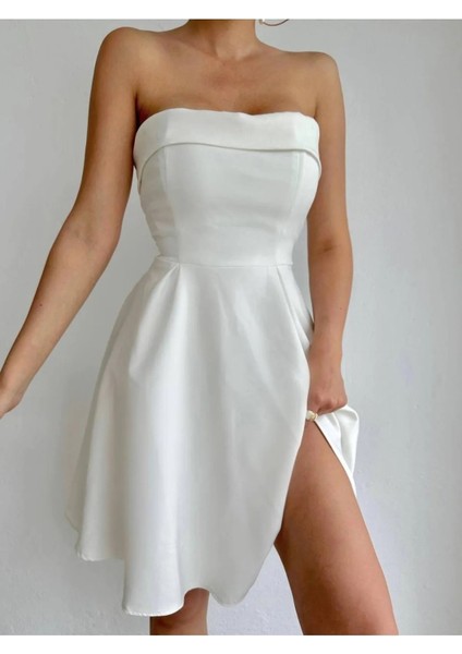 Buketli Kadın Straplez Yaka Mini Elbise fiyatları