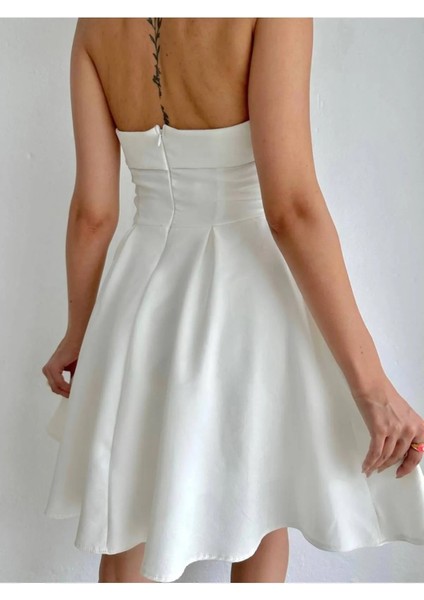 Buketli Kadın Straplez Yaka Mini Elbise modelleri