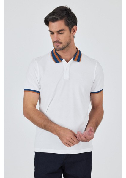 Beyaz Kısa Kol Düz Pike Polo Yaka Cepsiz Pamuk Casual Slim Fit Tişört 1011250103_600 modelleri