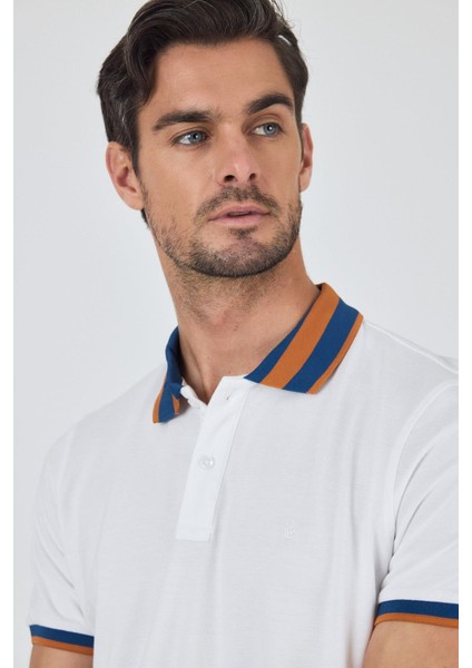 Beyaz Kısa Kol Düz Pike Polo Yaka Cepsiz Pamuk Casual Slim Fit Tişört 1011250103_600 fırsatları