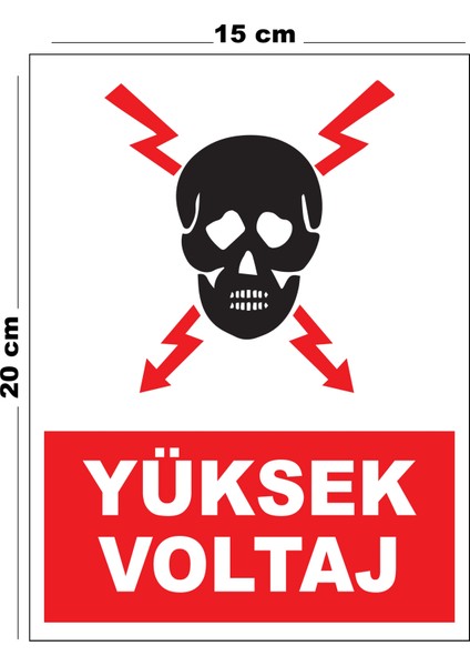 Metal Yüksek Voltaj 15CM x 20CM Uyarı Levhası Yönlendirme Tabelası