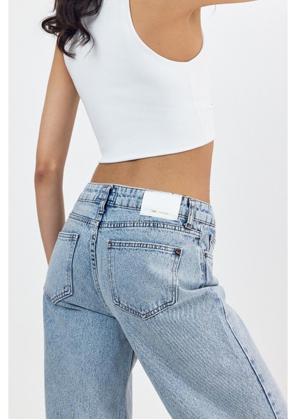 Yüksek Bel Simli Bol Paça Pantolon - Denim Denim - 28 fırsatları