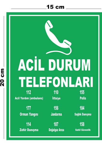 Metal Acil Durum Telefonları 15CM x 20CM Uyarı Levhası Yönlendirme Tabelası