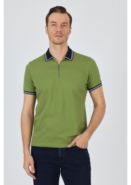 Kısa Kol Düz Pike Polo Yaka Cepsiz %100 Pamuk Slim Fit Tişört 1011250130