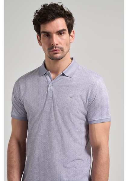Gri Kısa Kol Baskılı Pike Polo Yaka Cepsiz Esnek Casual Slim Fit Tişört 1011250150 modelleri