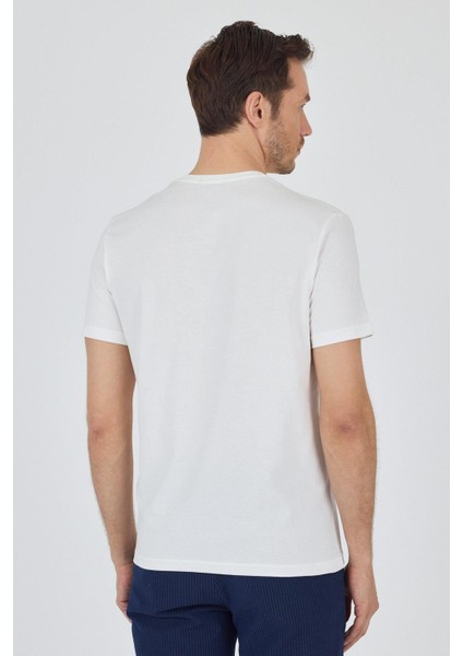 Açık Krem Kısa Kol Bisiklet Yaka Cepsiz Pamuk Casual Slim Fit Tişört 1011250158 indirimleri