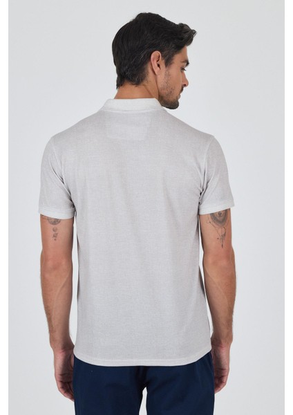 Açık Bej Kısa Kol Baskılı Pike Polo Yaka Cepsiz esnek Casual Slim Fit Tişört 1011250153 indirimleri