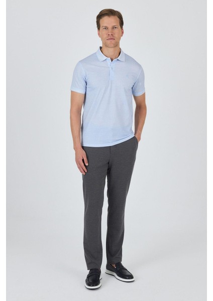 Koyu Mavi Kısa Kol Baskılı Pike Polo Yaka Cepsiz esnek Casual Slim Fit Tişört 1011250153 fiyatları