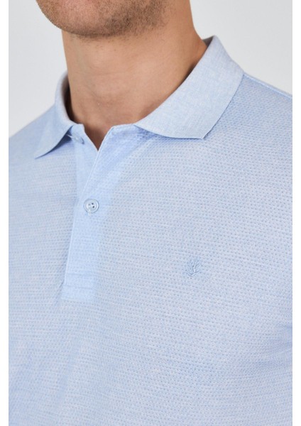 Koyu Mavi Kısa Kol Baskılı Pike Polo Yaka Cepsiz esnek Casual Slim Fit Tişört 1011250153 fırsatları