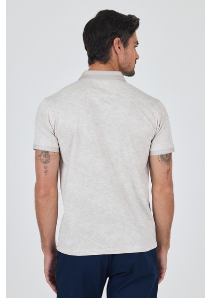 Açık Bej Kısa Kol Baskılı Pike Polo Yaka Cepsiz Esnek Casual Slim Fit Tişört 1011250152 indirimleri