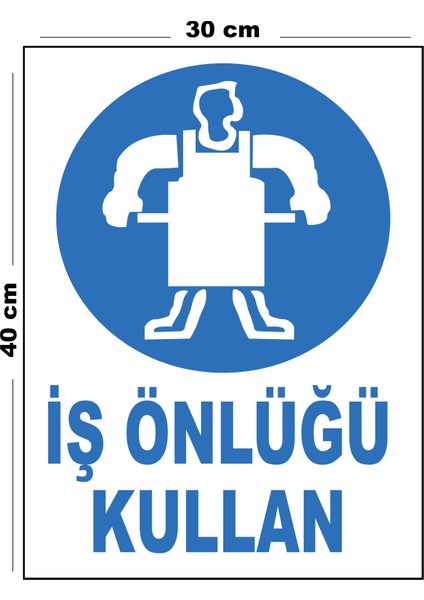 Metal Iş Önlüğü Kullan 30CM x 40CM A3 Büyüklüğünde Uyarı Levhası Yönlendirme Tabelası