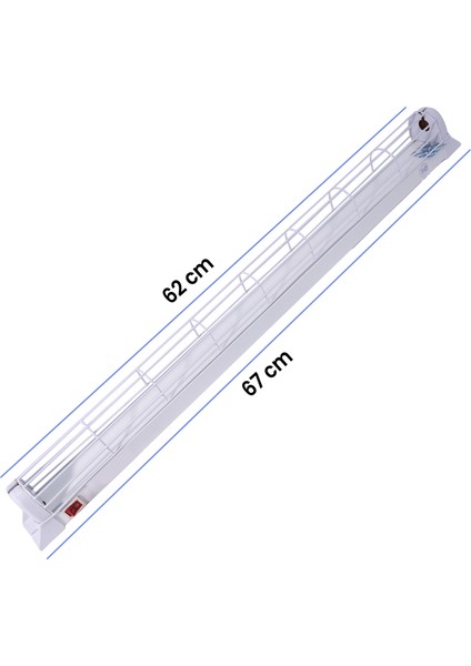 12V/24V Elektronik Balastlı Floresan Aydınlatma Armatürü - 18W Alüminyum Kafesli - Floresansız